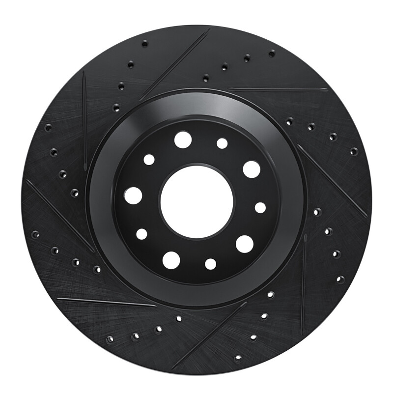 Jeep Gladiator Brake Rotor (1) - Front Right - R1 Concepts - Drilled & Slotted - Black - `18-`25